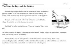 Print <i>The Man, the Boy, and the Donkey</i> reading comprehension.