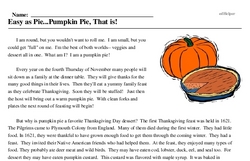 Print <i>Easy as Pie...Pumpkin Pie, That is!</i> reading comprehension.