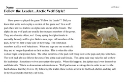 Print <i>Follow the Leader...Arctic Wolf Style!</i> reading comprehension.