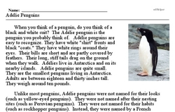 Print <i>Adélie Penguins</i> reading comprehension.
