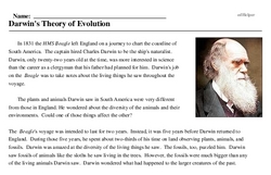 Print <i>Darwin's Theory of Evolution</i> reading comprehension.
