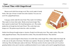 Print <i>A Sweet Time with Gingerbread</i> reading comprehension.