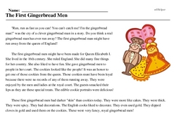 Print <i>The First Gingerbread Men</i> reading comprehension.