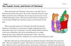 Print <i>The Sounds, Scents, and Stories of Christmas</i> reading comprehension.