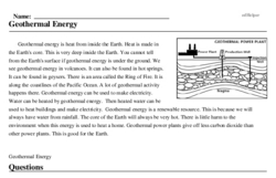 Print <i>Geothermal Energy</i> reading comprehension.