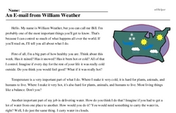 Print <i>An E-mail from William Weather</i> reading comprehension.