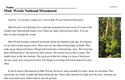 Print <i>Muir Woods National Monument</i> reading comprehension.