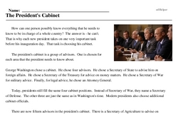 Print <i>The President's Cabinet</i> reading comprehension.