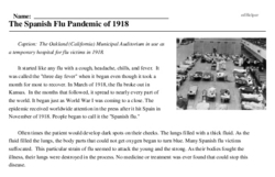 Print <i>The Spanish Flu Pandemic of 1918</i> reading comprehension.