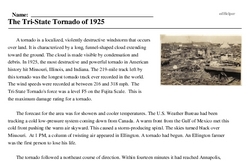 Print <i>The Tri-State Tornado of 1925</i> reading comprehension.
