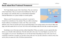Print <i>Buck Island Reef National Monument</i> reading comprehension.
