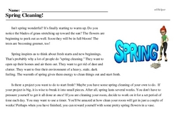 Print <i>Spring Cleaning!</i> reading comprehension.