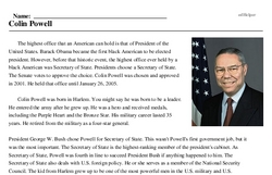Print <i>Colin Powell</i> reading comprehension.