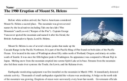 Print <i>The 1980 Eruption of Mount St. Helens</i> reading comprehension.