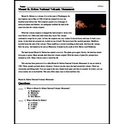 Print <i>Mount St. Helens National Volcanic Monument</i> reading comprehension.