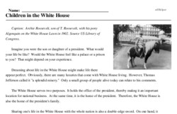 Print <i>Children in the White House</i> reading comprehension.