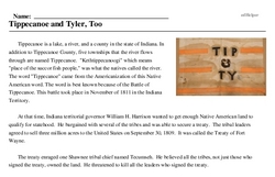 Print <i>Tippecanoe and Tyler, Too</i> reading comprehension.