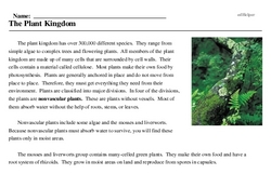 Print <i>The Plant Kingdom</i> reading comprehension.