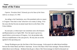 Print <i>State of the Union</i> reading comprehension.