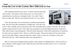 Print <i>From the Cow to the Carton: How Milk Gets to You</i> reading comprehension.