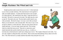 Print <i>Simple Machines: The Wheel and Axle</i> reading comprehension.