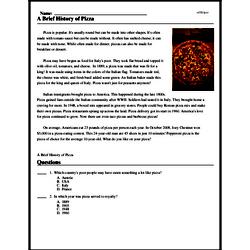 A Brief History of Pizza - Reading Comprehension Worksheet | edHelper