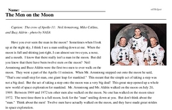 Print <i>The Men on the Moon</i> reading comprehension.