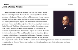 Print <i>John Quincy Adams</i> reading comprehension.