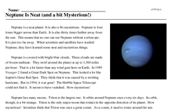Print <i>Neptune Is Neat (and a bit Mysterious!)</i> reading comprehension.