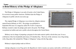 Print <i>A Brief History of the Pledge of Allegiance</i> reading comprehension.