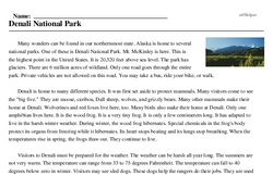 Print <i>Denali National Park</i> reading comprehension.