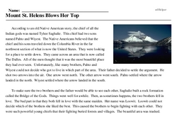 Print <i>Mount St. Helens Blows Her Top</i> reading comprehension.