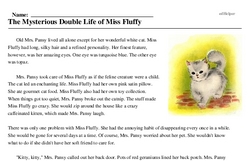 Print <i>The Mysterious Double Life of Miss Fluffy</i> reading comprehension.