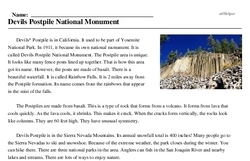 Print <i>Devils Postpile National Monument</i> reading comprehension.