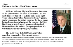 Print <i>Politics in the 90s - The Clinton Years</i> reading comprehension.