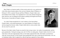 Print <i>Kate Chopin</i> reading comprehension.