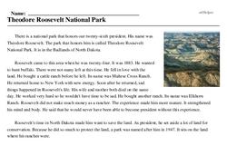 Print <i>Theodore Roosevelt National Park</i> reading comprehension.