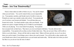 Print <i>Trust - Are You Trustworthy?</i> reading comprehension.