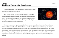 Print <i>The Bigger Picture - Our Solar System</i> reading comprehension.
