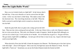 Print <i>How Do Light Bulbs Work?</i> reading comprehension.