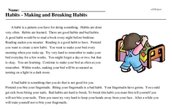 Print <i>Habits - Making and Breaking Habits</i> reading comprehension.