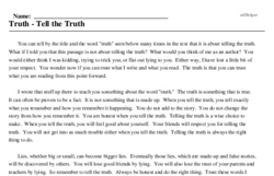 Print <i>Truth - Tell the Truth</i> reading comprehension.