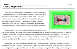 Print <i>What Is Magnetism?</i> reading comprehension.