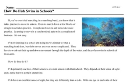 Print <i>How Do Fish Swim in Schools?</i> reading comprehension.