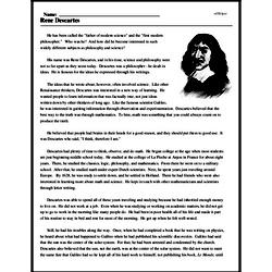 Print <i>Rene Descartes</i> reading comprehension.