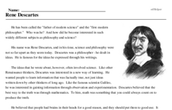 Print <i>Rene Descartes</i> reading comprehension.