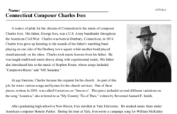 Print <i>Connecticut Composer Charles Ives</i> reading comprehension.