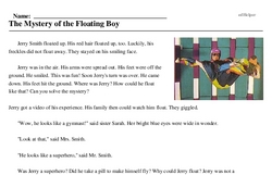 Print <i>The Mystery of the Floating Boy</i> reading comprehension.