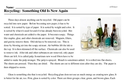 Print <i>Recycling: Something Old Is New Again</i> reading comprehension.