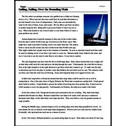 Print <i>Sailing, Sailing, Over the Bounding Main</i> reading comprehension.